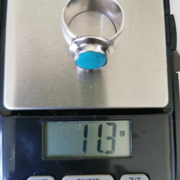 Large Modernist  Sterling Silver turquoise ring - Picture 9 of 9